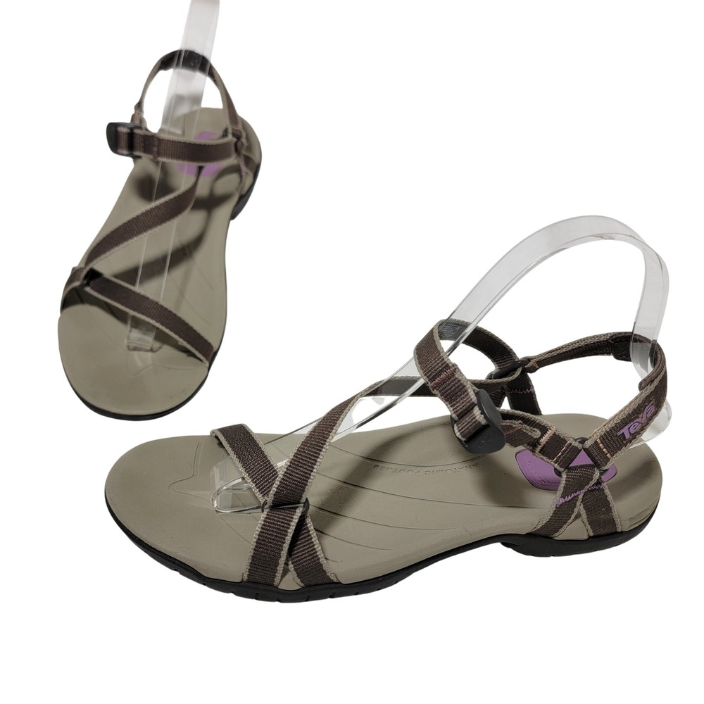 Teva Zirra Womens Brown Tan Strappy Sport Hiking Sandals Size 7 1000035 Buckle